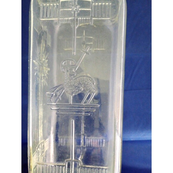 1950'S Embossed Glass Agnus Dei Holy Water Jar Lamb Cross Chi-Roh Alpa-Omega - Picture 3 of 5